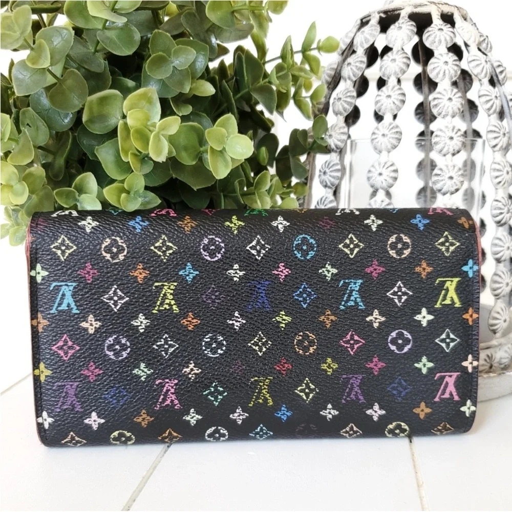 LOUIS VUITTON Monogram Multicolor Sarah Wallet Black Grenade AUTHENTIC CA1132
